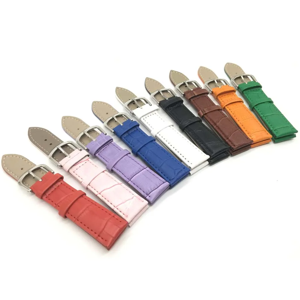

Universal replacement watch bamboo leather strap 12mm ~ 22mm multicolor leather ladies men strap strap stainless steel clasp