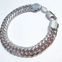 14 k покрытие из белого золота тяжёлый 10 мм браслет из кубинского звеньев