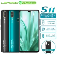 LEAGOO S11 4 Гб 64 Гб мобильный телефон Android 9,0 6," дисплей капли воды Helio P22 Восьмиядерный 13MP двойная камера отпечатков пальцев Смартфон