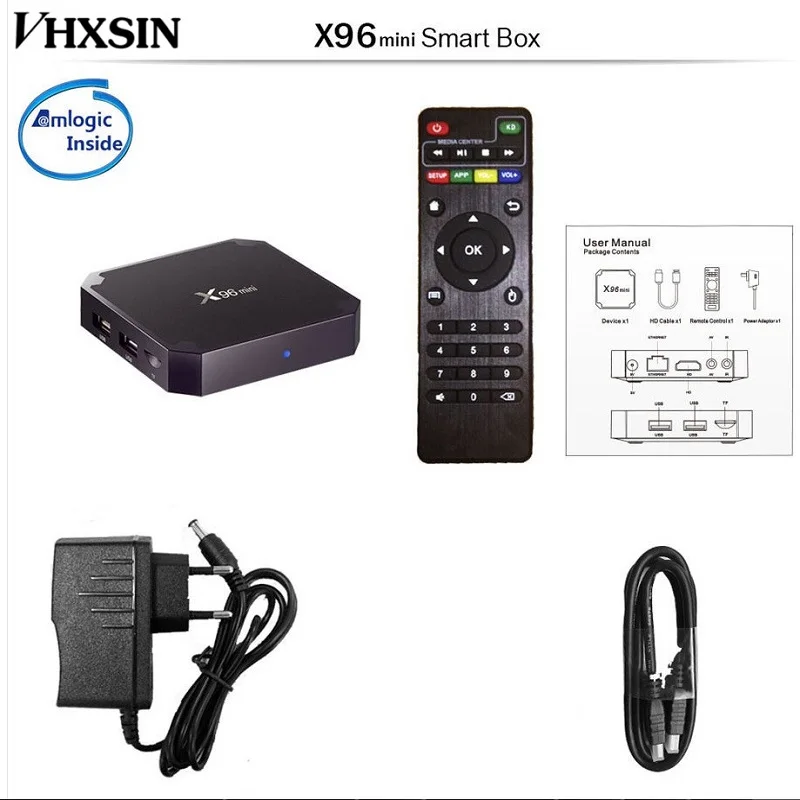 VHXSIN 20 шт./лот X96mini Android tv BOX 1 ГБ 8 ГБ/2gb16гб Amlogic S905W четырехъядерный 2,4 ГГц 4k медиаплеер приставка X96 MINI