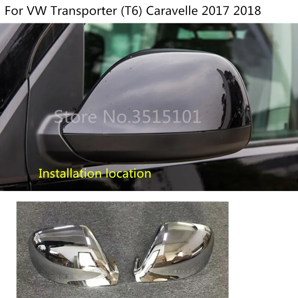 

Car ABS chrome Rear view Rearview Side glass Mirror Cover trim frame 2pcs For VW Transporter (T6) Caravelle 2017 2018 2019