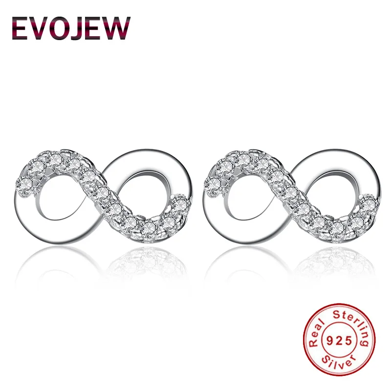 EVOJEW 100% 925 пробы серебро Ясно CZ Бесконечность серьги стержня для Для женщин