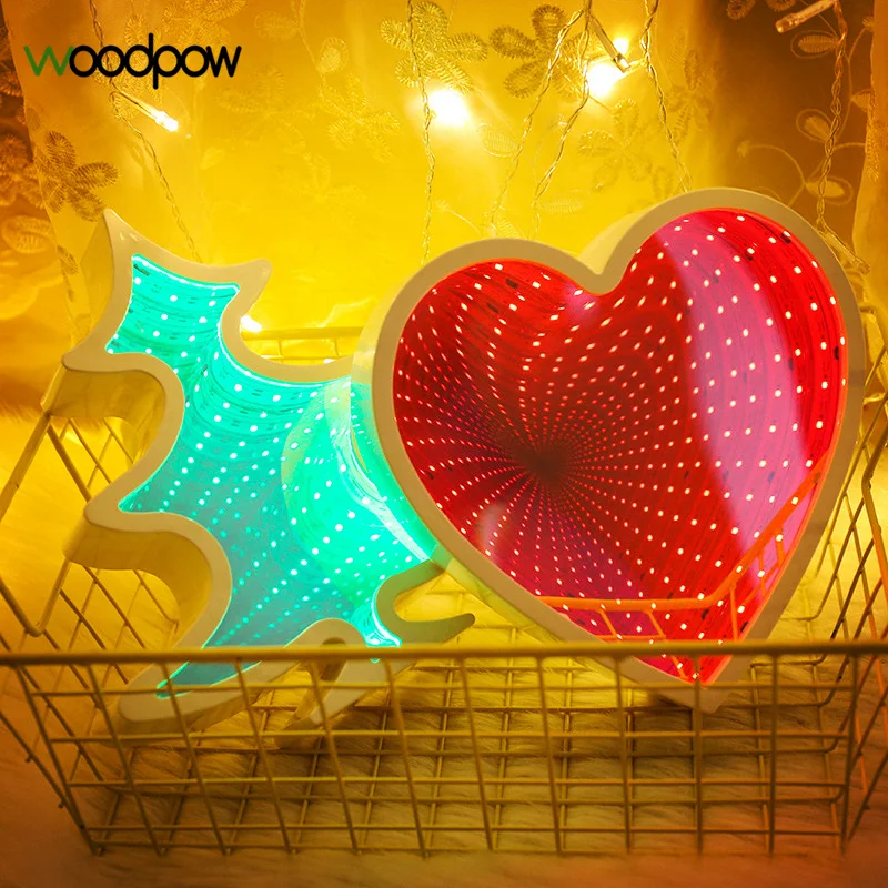 Woodpow Новинка зеркало неоновая Светодиодная лента ночник Рождественская