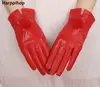 women leather gloves  Color genuine leather gloves female sheepskin gloves women's thin thermal mink hair ball 2017 new ► Photo 2/3