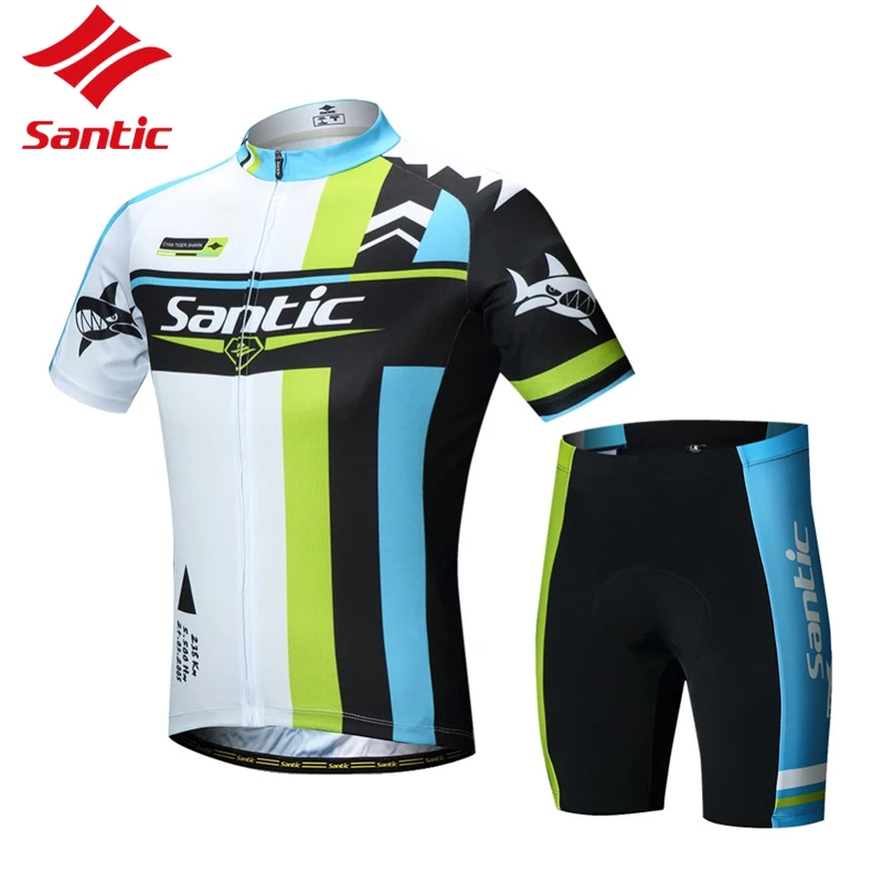 

Santic Cycling Jersey Shorts Suit Summer Breathable Quick Dry Short Sleeve T-shirt 3D Padded Pants 2 Pieces/Set XL 2XL 3XL