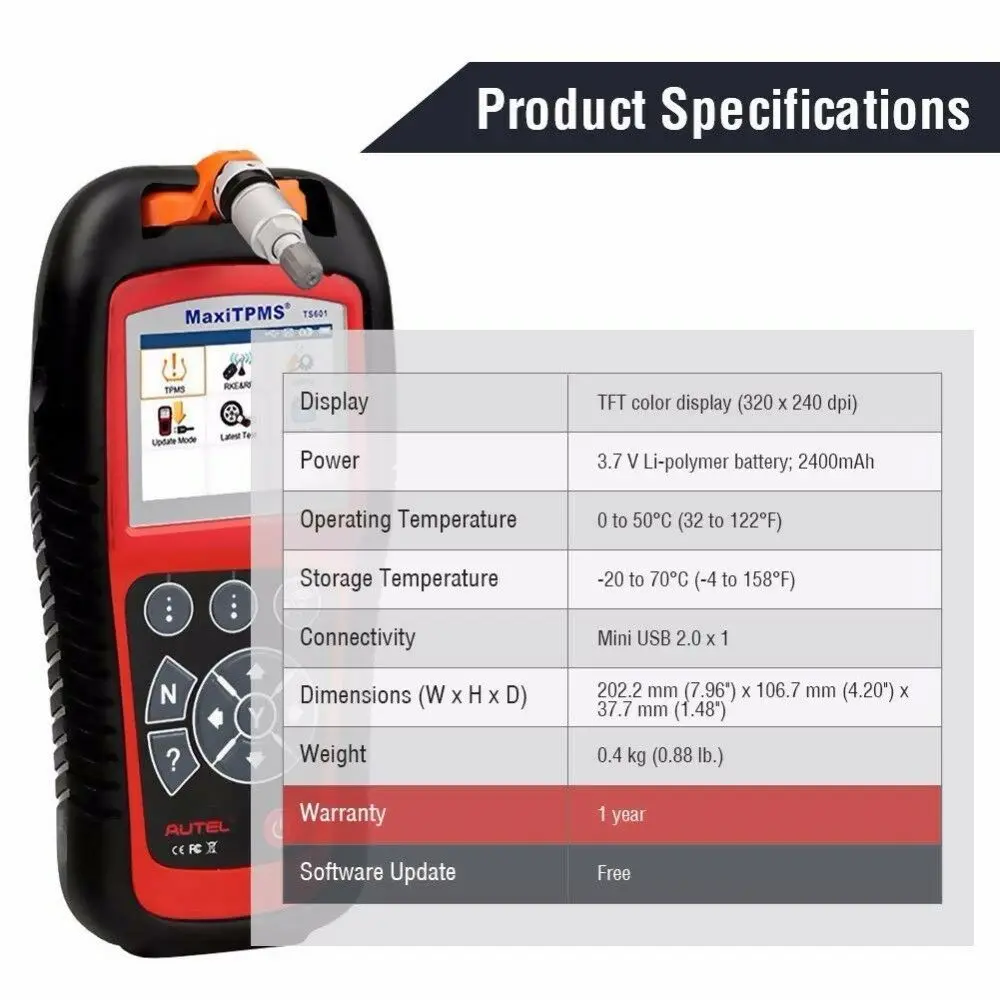 car inspection equipment AUTEL MaxiTPMS TS601 TPMS Diagnostic ToolS OBD2 scanner TPMS Activation Programming auto Code Reader Mechanical Workshop Tools car battery charger