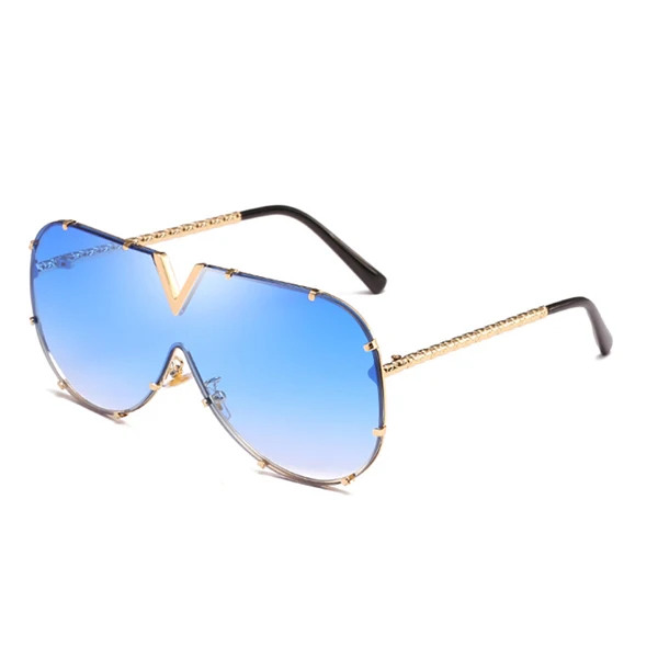 RFOLVE Роскошные негабаритные Квадратные Солнцезащитные очки для женщин летние дорожные анти-УФ солнцезащитные очки сплав очки оправа женские очки тени RF49 - Цвет линз: C6 Blue Lens