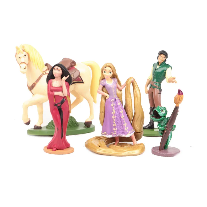 

5pcs/set Tangled Rapunzel Princess PVC Action Figures Dolls Bundle Flynn Pascal Maximus Gifts for Children Toys
