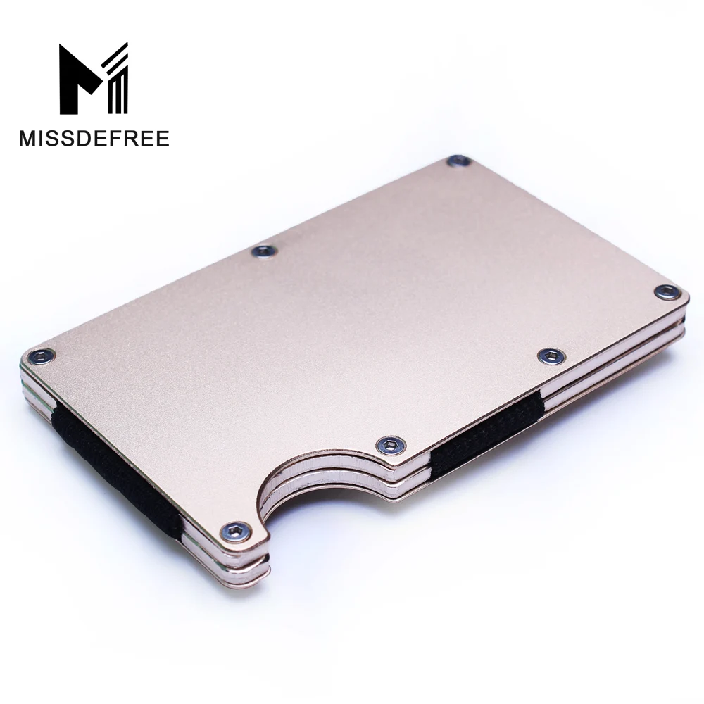 Алюминиевый мини кошелек с блокировкой Rfid тонкий металлический защитой от