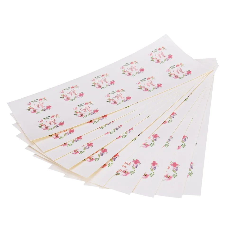 

100pcs=10sheets Flower Design Sticker Labels For Creative Paper Stickers Thank You Seals For Gifts 3.5cm
