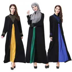 Вышивка кружева Рамадан кафтан Ислам кимоно Для женщин мусульмане арабы Ислам ic Ближний Восток Этническая Твердые печати с длинным