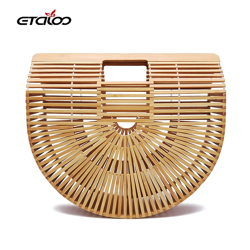 

Women Handbag Female Big Travel Vacation Totes Bamboo Handbag For Ladies Handmade Woven Straw Beach Bag Summer Women's Purse