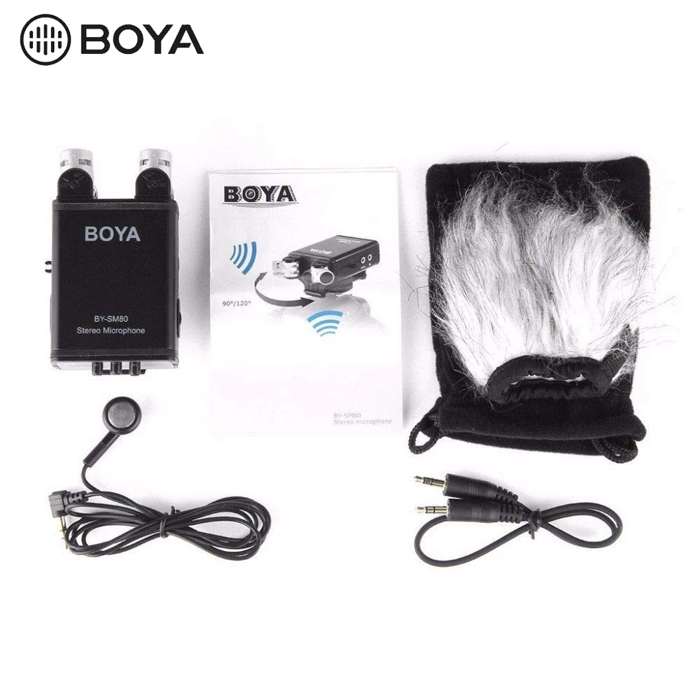 BOYA BY-SM80 стерео видео микрофон с лобовым стеклом для Canon для Nikon для sony DSLR камера видеокамера с микрофоном