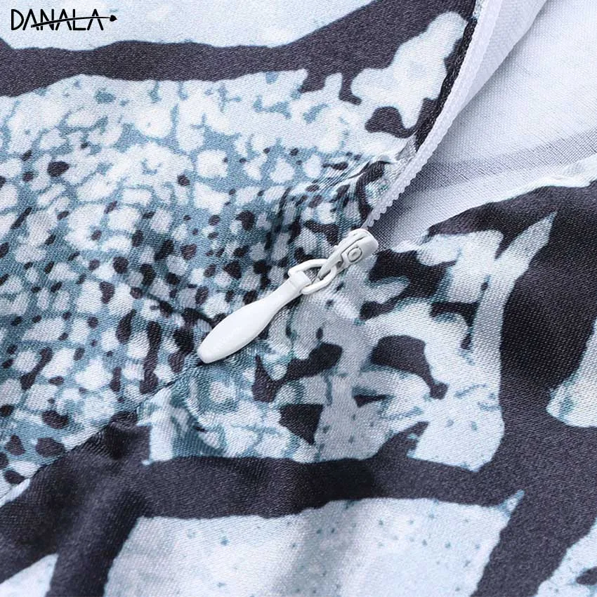 DANALA сексуальные женские ночные рубашки со змеиным принтом Летнее мини платье с v