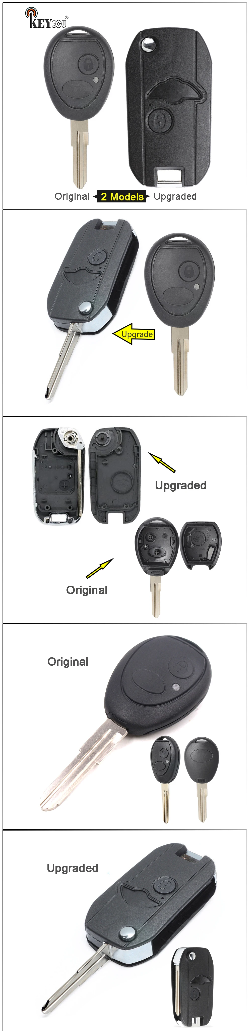 Keyforkess per Land Rover Discovery Sostituzione Origianl/Aggiornato Vibrazione Modificato Pieghevole Tasto Chiave A Distanza Dell'automobile 2 Borsette Caso Fob -