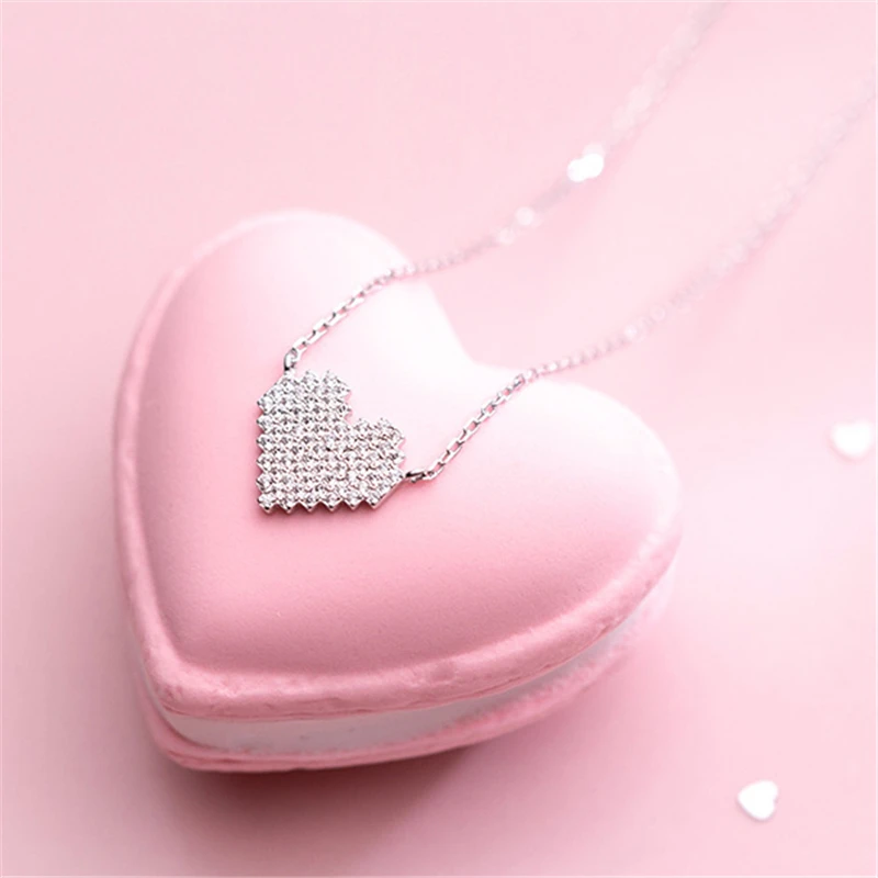 

Heart Shape Pendants Necklace 925 Silver Choker Kolye Vintage Collares Best Friend Bijoux Femme Collier Necklace Women Jewelry