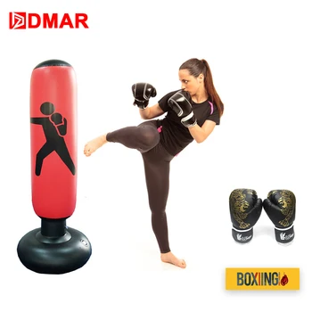 

DMAR 160cm Boxing Punching Bag Inflatable Free-Stand Tumbler Muay Thai Training Pressure Relief Back Sandbag With Boxing Gloves