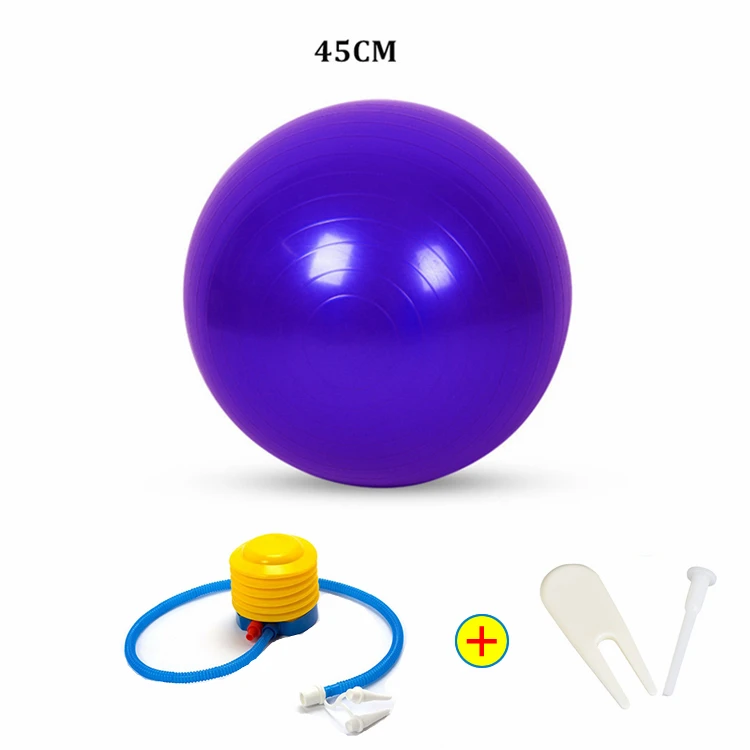 Спортивные мячи для йоги Bola, Пилатес, фитнес-мяч, гимнастический баланс, фитнес-мяч, упражнения для пилатеса, тренировки, массажный мяч с насосом, 55 см, 65 см, 75 см - Цвет: 45CM Purple