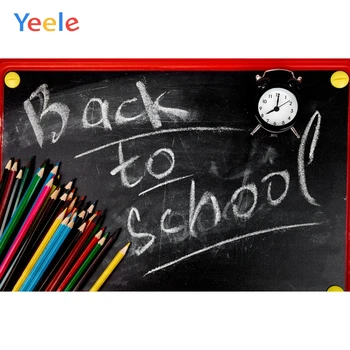 

Yeele Back to School Colorful Pencils Clock Blackboard Photography Background Photographic Customized Backdrops for Photo Studio