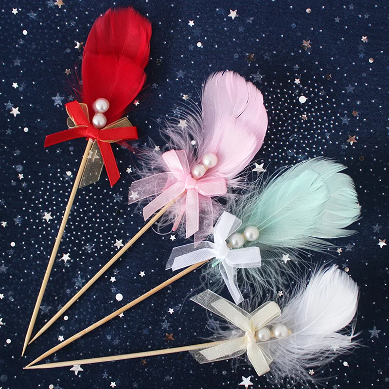 

sweet pearl feather birthday cake topper birthday cake decoration baby shower kids birthday party wedding favor supplies