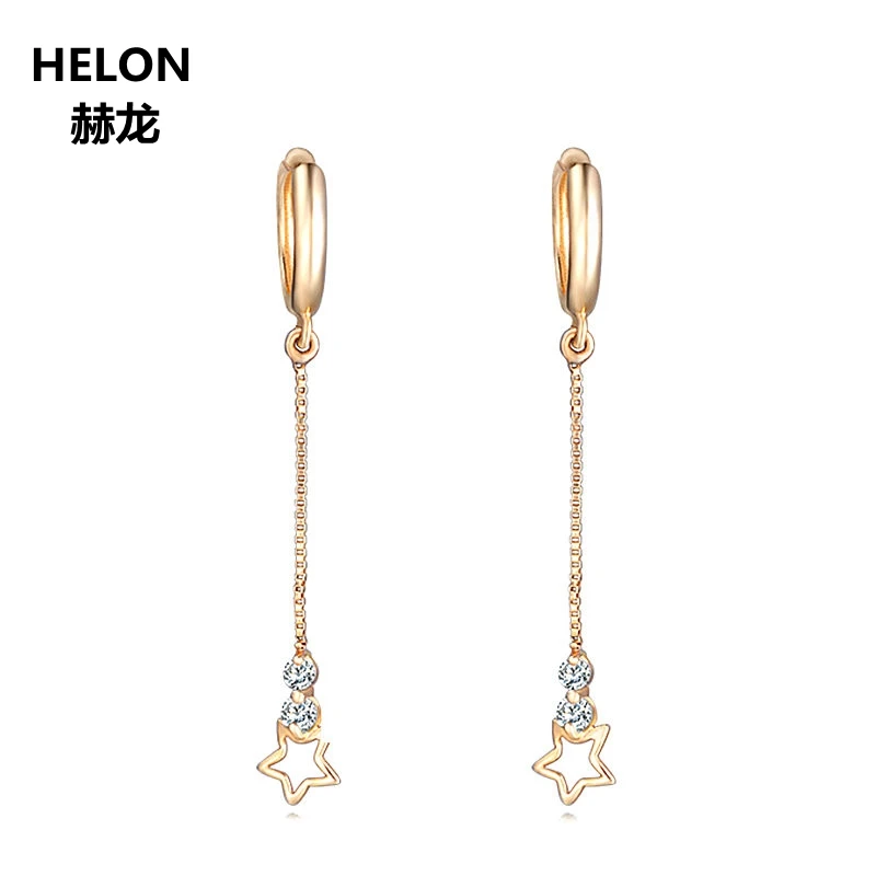 Solid 18k Yellow Gold SI/H Full Cut Natural Diamonds Hoop Earrings Engagement Wedding Anniversary Party Fine Jewelry | Украшения и
