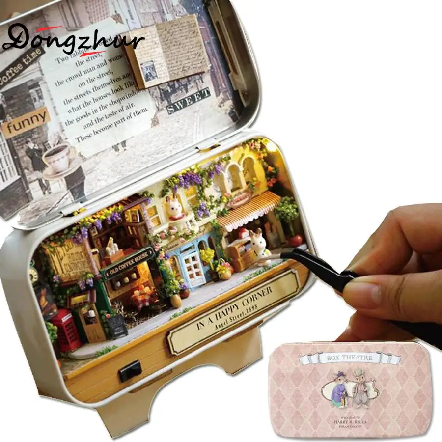 Dongzhur High Quality DIY Cottage Box Theater Handmade Building Toy House Assembly Handcraft Villa Model Rabbit 5 Styles