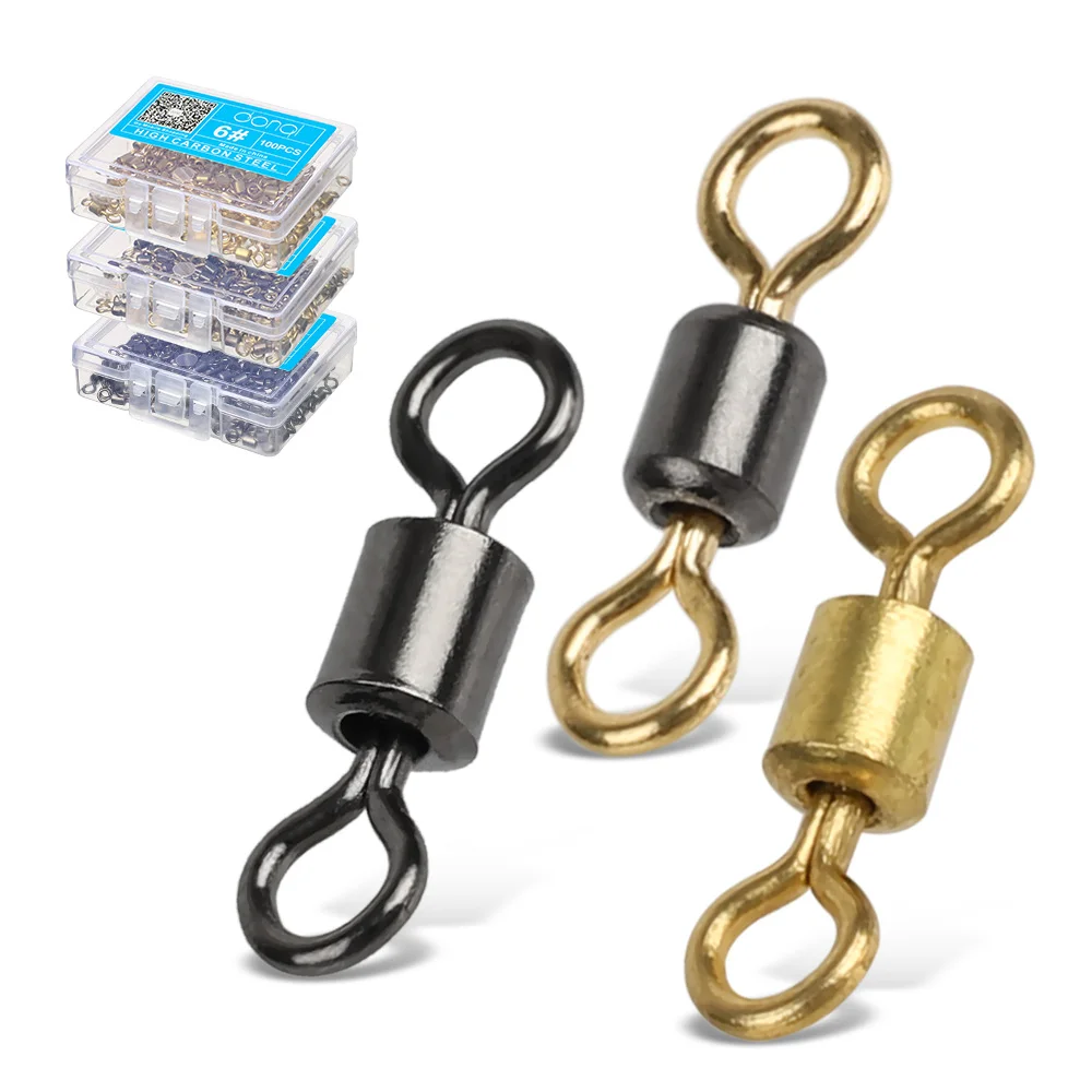 DONQL 102050pcs Bearing Swivel Solid Rings Fishing Connector 6#-12# Barrel Rolling For Fishhook Lure Link Fishing Accessories  (2)