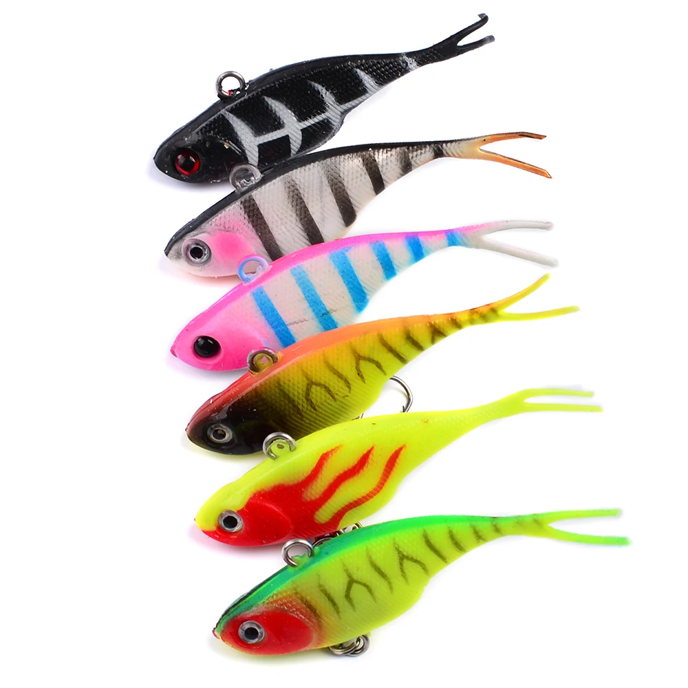 

1pcs/lot Soft Fishing Lures 6.8cm 9.36g Soft Lead Bait 8# High Carbon Hook 6 Colors Silicon Wobblers Fishing Tackle