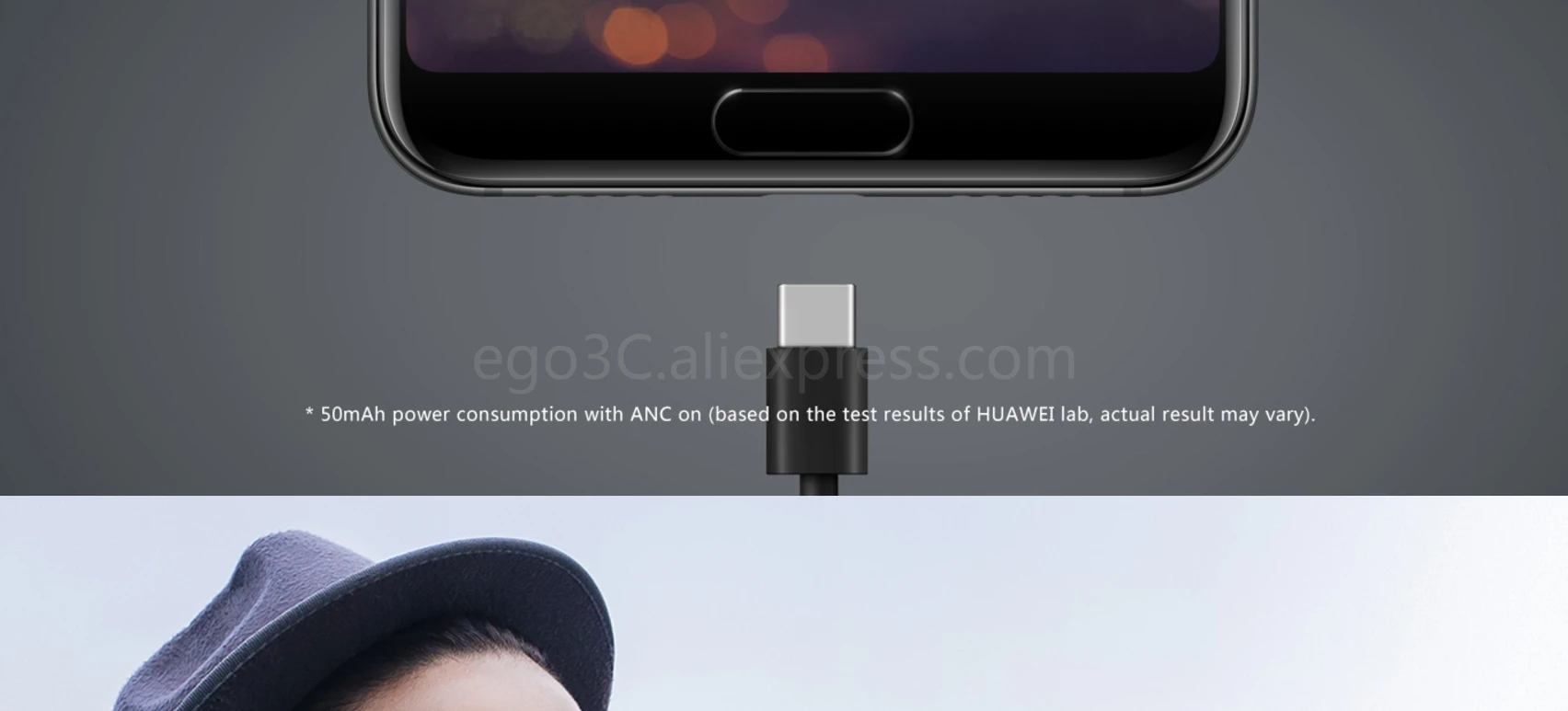 Huawei ANC 3 huawei активные наушники с шумоподавлением 3 Hi-Res качество музыки Usb type-C беззарядный микрофон подавление ветра