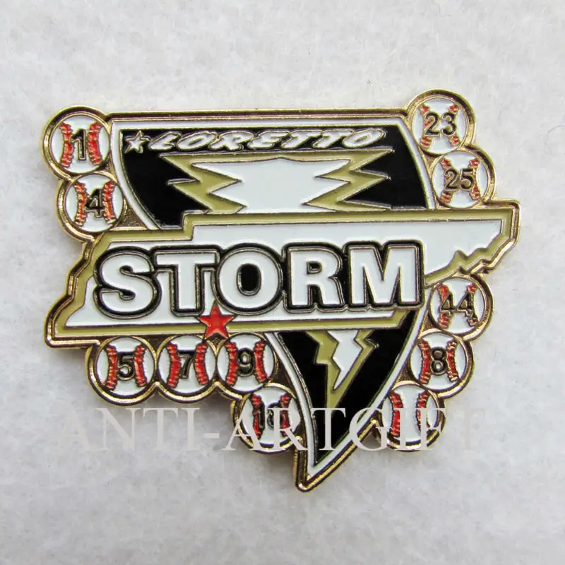 

Custom Trading lapel pins Iron Soft Enamel of baseball Fashion Style STORM 2'' for club gifts cheap price high quality