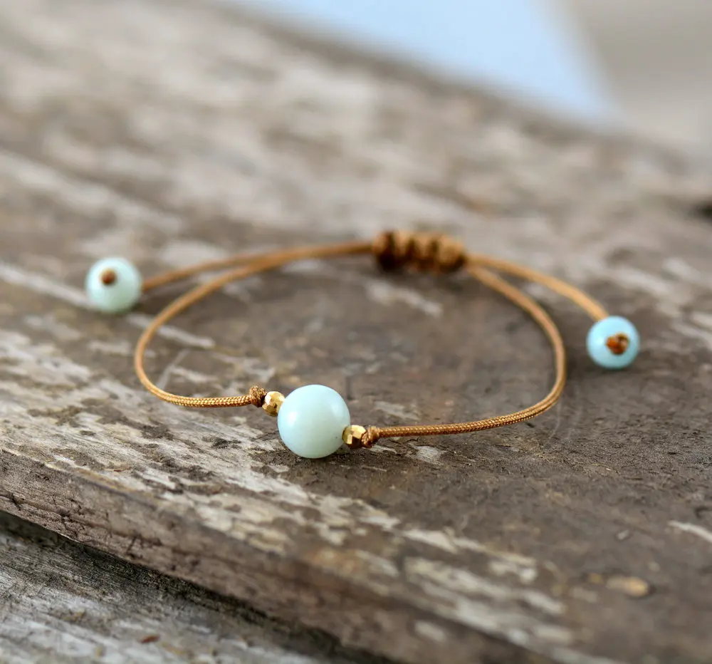 Boho Bracelet Handmade Natural Stone Wax Cord Simple Bracelet Birthday Gift Dropshipping Jewelry Friendship Bead Bracelet - Image 4