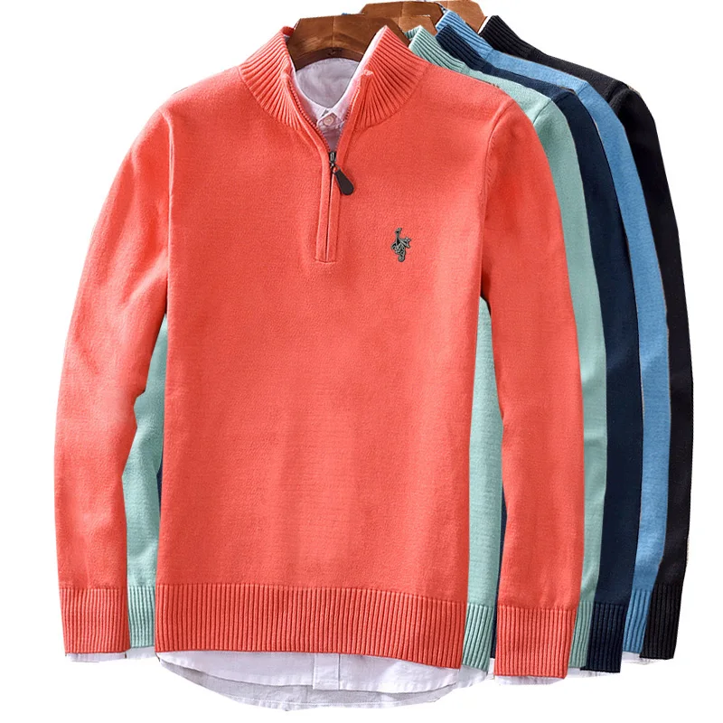 

Men's sweater winter pullover zipper men's pullover black men's sweater pull high collar men's sweater Christmas cotton
