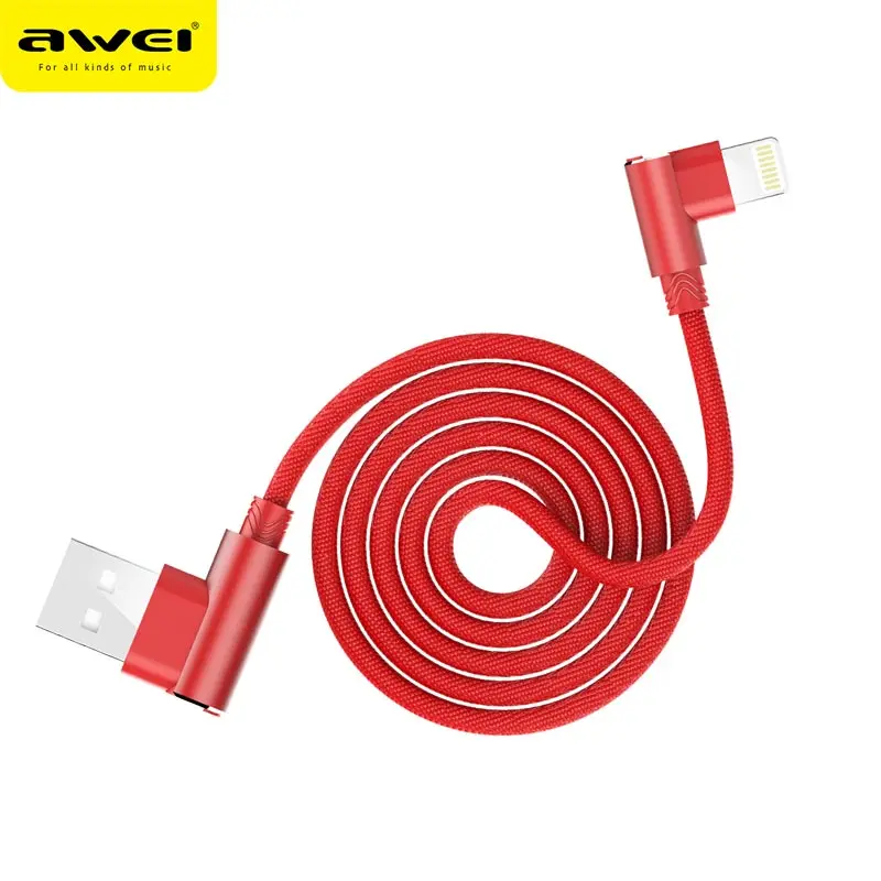 Awei ISO الهاتف كابل نقل بيانات نسيج الفن الزنك سبائك شحن خط سريع شحن خط ل أجهزة أبل