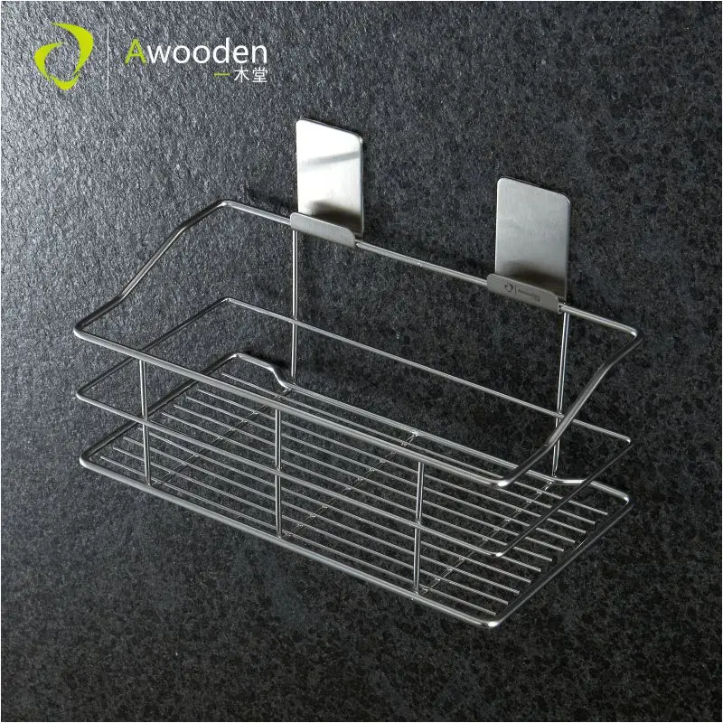 

Awooden bathroom shelves self adhesive fixing without drilling metal stainless steel bathroom kitchen home storage