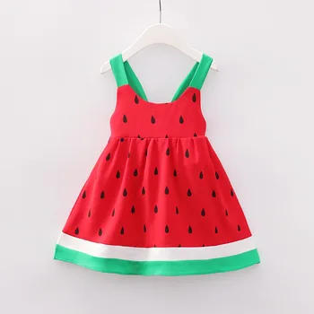 

2019 Baby Girl Summer Dress Printed Cotton Watermellon Style Princess Dresses Girls Kids Clothes Vestido Wholesale