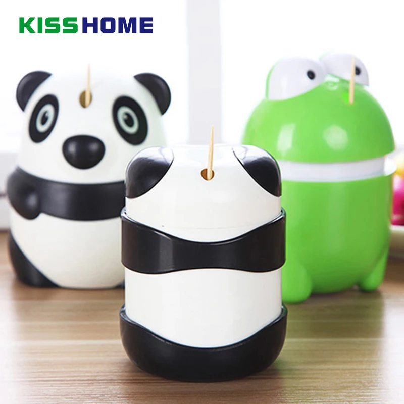 

Automatic Toothpicks Holder Pocket Fashion Small Portable Panda Frog Shaped Creative Table Toothpick Box Living Room Supplies