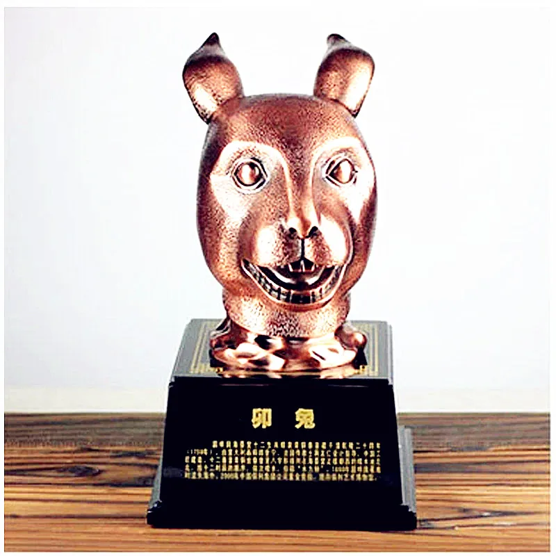 

Animals Statue Chinese Zodiac Rabbit Bust Colophony Crafts Cartoon Home Desktop Decoration Office Collectible L2248