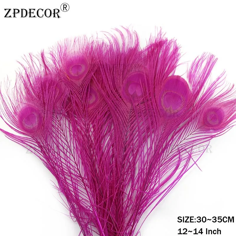 Inch12~ 14 30-35 см красиво окрашенный Павлин перья - Цвет: Темно-розовый