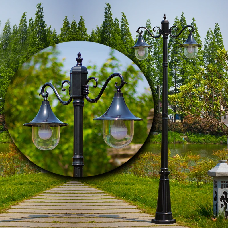 2.3m 2.6m 2.9m 3.2m Dual-head Cast Aluminum Decorative E27 Street Light