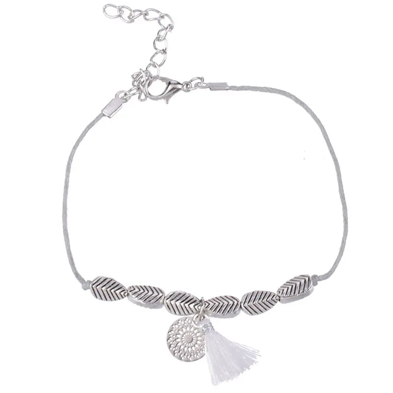 5 Pcs/Set Silver Beads Strand Bracelets Set for Women Sea Shell Compass Charm Bracelets Women's Silver Beads Chain Bracelets