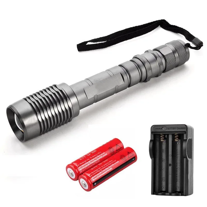 Slim LED Flashlight set 1000lm 5 mode White Light Zoomable Flashlight