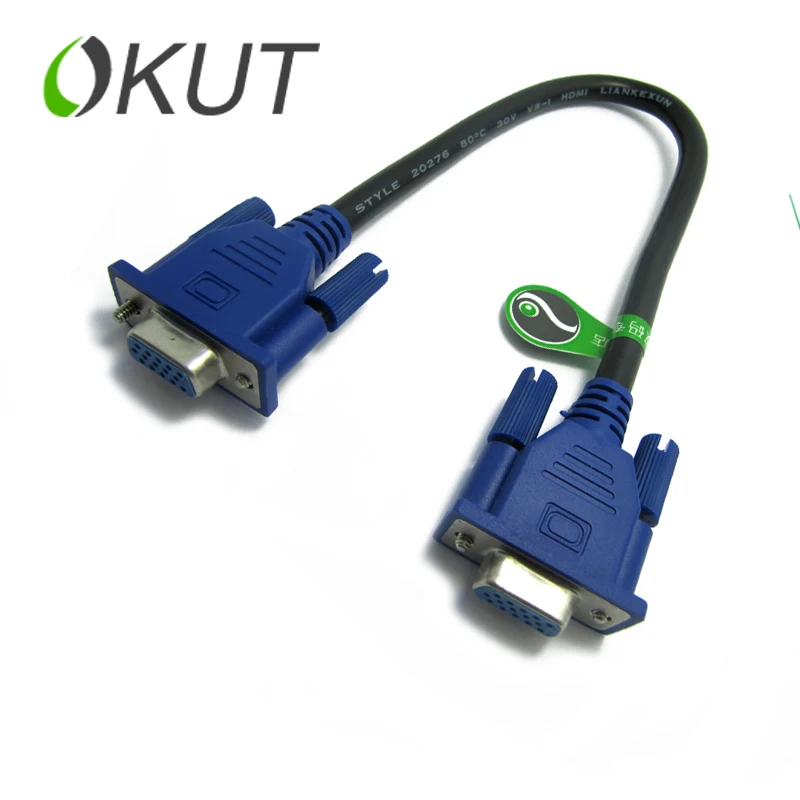 VGA female to female cable TV lines connected to the computer monitor