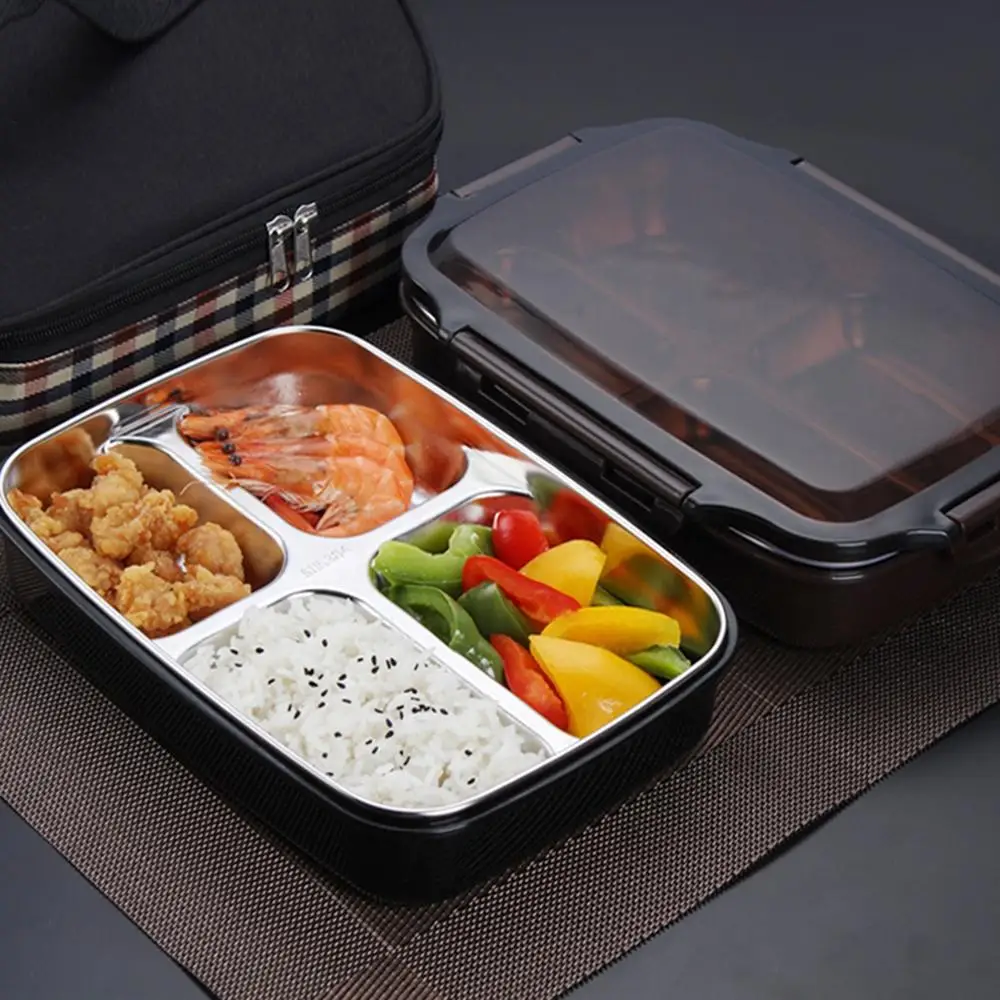 Нержавеющая Сталь Bento Box фаст-фуд герметичная коробка для завтрака с крытой столовой для студентов