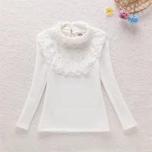 Коллекция года, весенне-Осенняя детская одежда джемпер с длинными рукавами для девочек Кружевная блуза с бисером для маленьких детей, рубашки принцессы для девочек-подростков