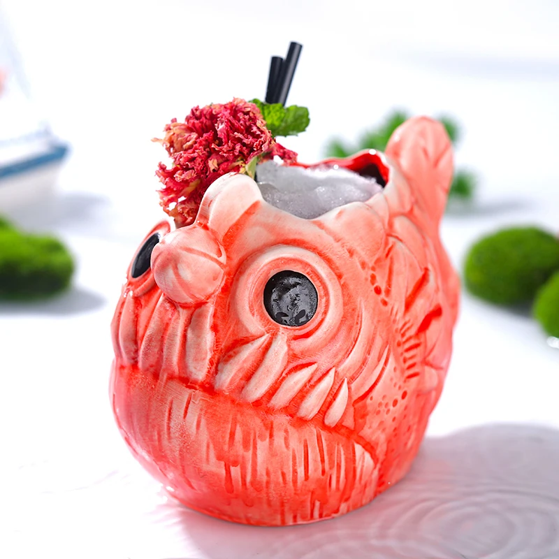 3D Пиранья креативная Коктейльная чашка бокал для вина es Bar страшная рыба флюс Led