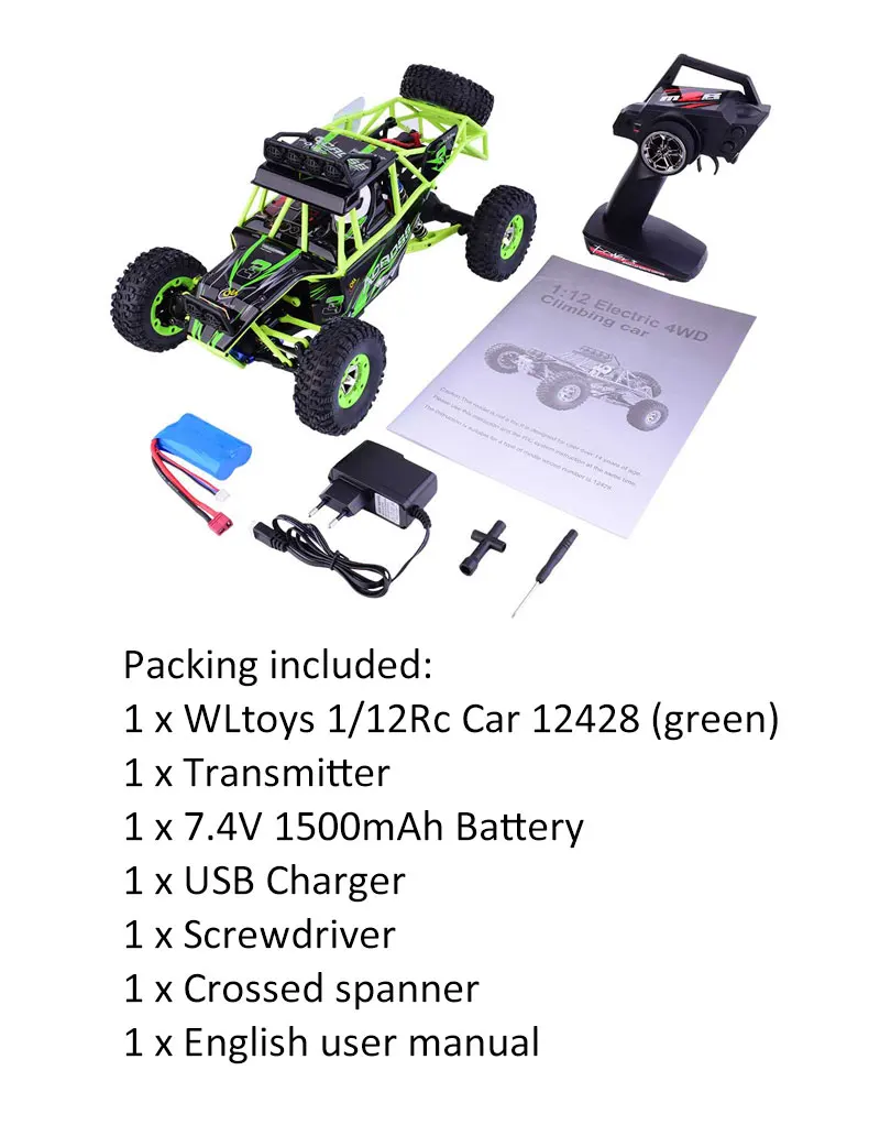 Wltoys 12428 скалолазание игрушки 1/12 Масштаб 2,4 г 4WD Дистанционное управление автомобиль 50 км/ч высокая скорость RC автомобиль внедорожник