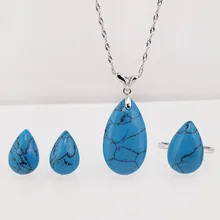 Подлинная Твердые s925 Серебряные Ювелирные изделия Набор минималистский для женщин с естественный бирюзовый камень аксессуары