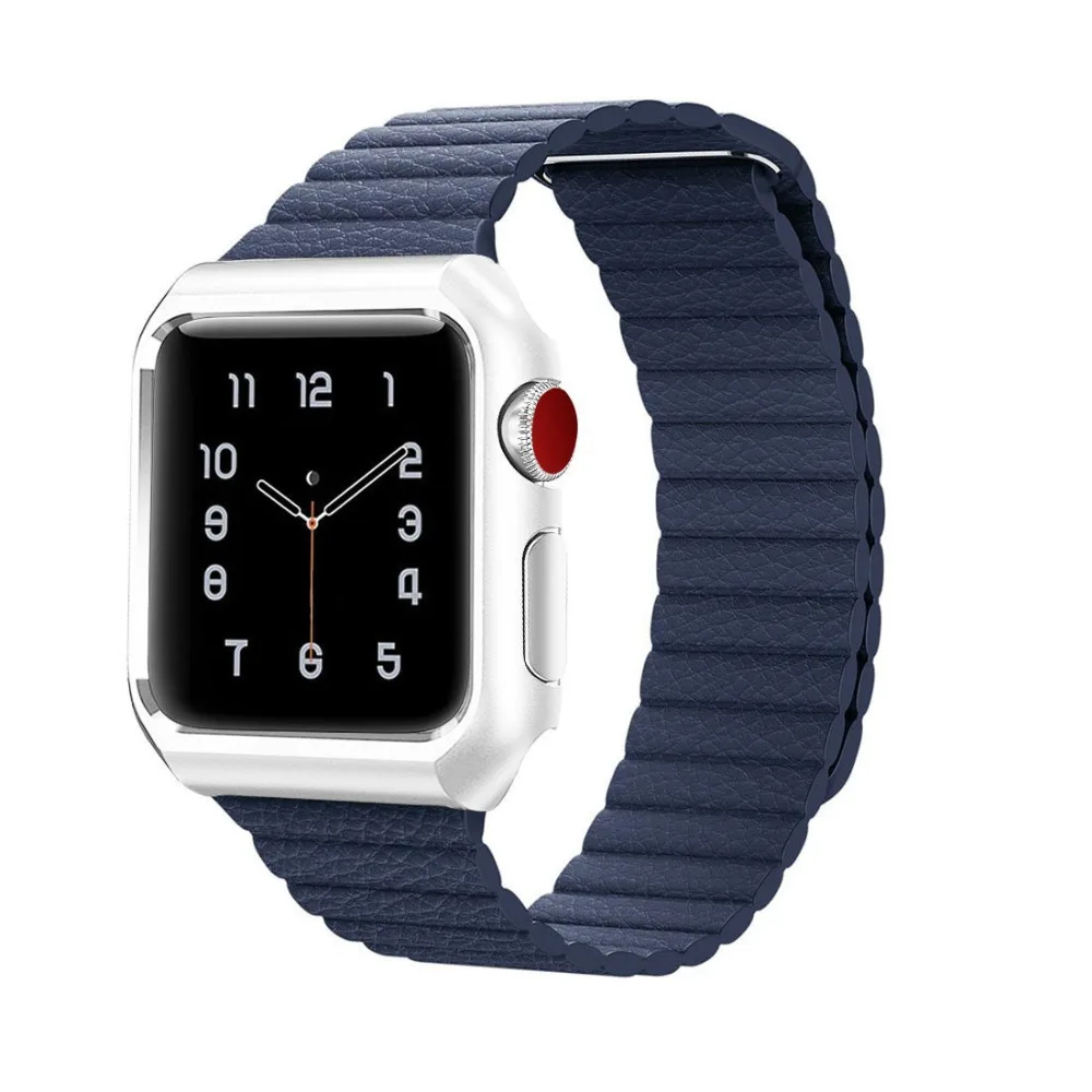 Ремешок для часов + чехол apple watch кожаный ремешок на петлю браслет 42 мм 38 iWatch 3 2 1