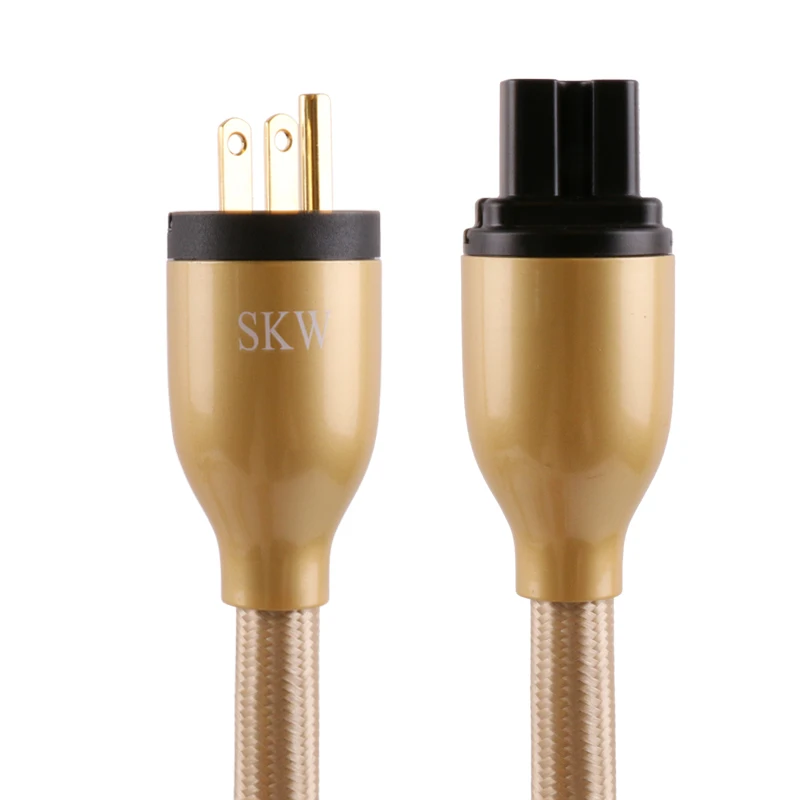 SKW audio power line speaker power cord 24k Cable Gold plated EUR plug cable hifi power cord cable for DVD CD AMP home theater