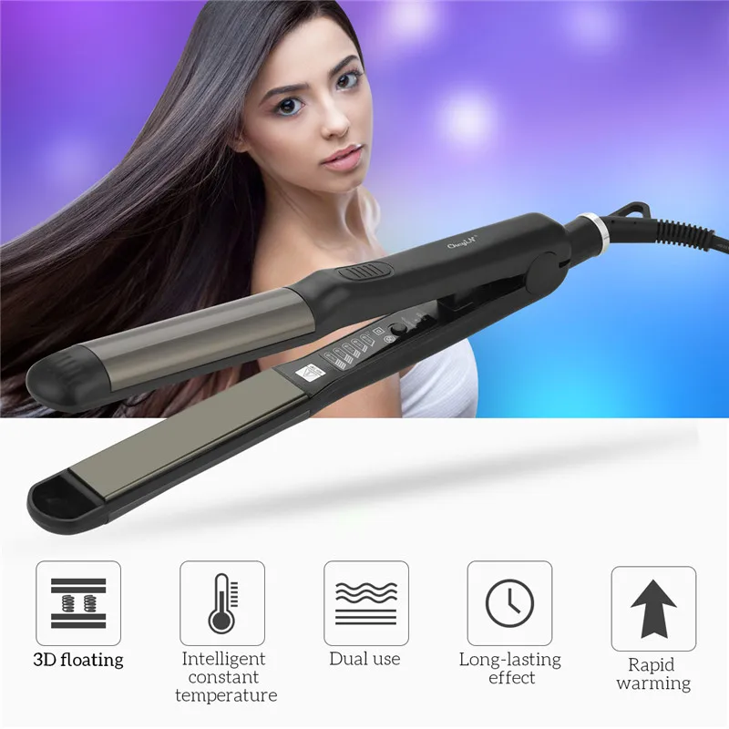 

2 In 1 Straightening Irons Ceramic Professional Ceramic Hair Straightener LED Display Curling Iron Flat Iron Curler Styling Tool